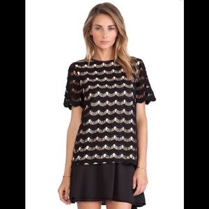 NWT Kate Spade ♠️ Scallop Lace Top Black Sz 6